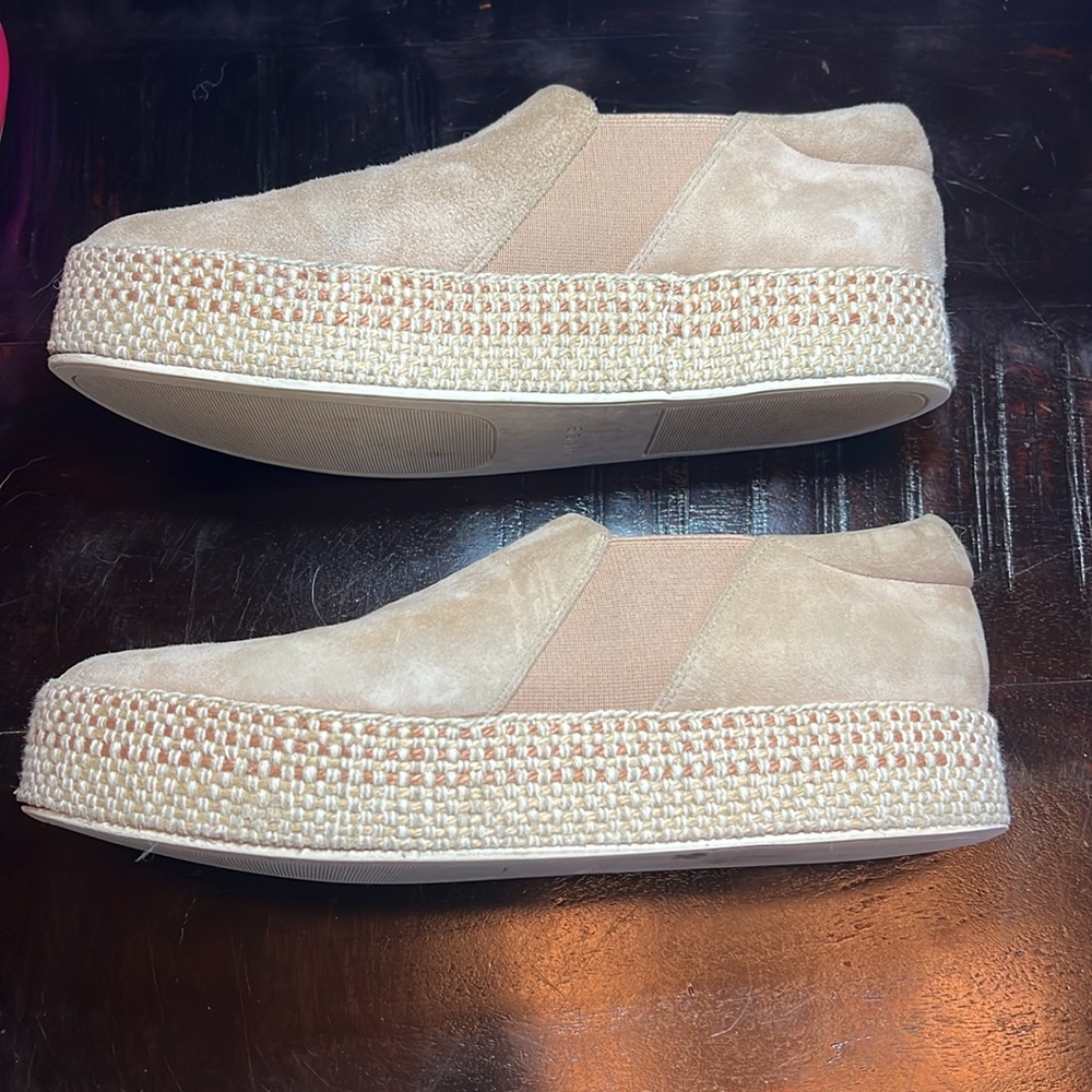 VINCE. Blush Straw Tweed Platform Sneakers - Picture 3 of 9
